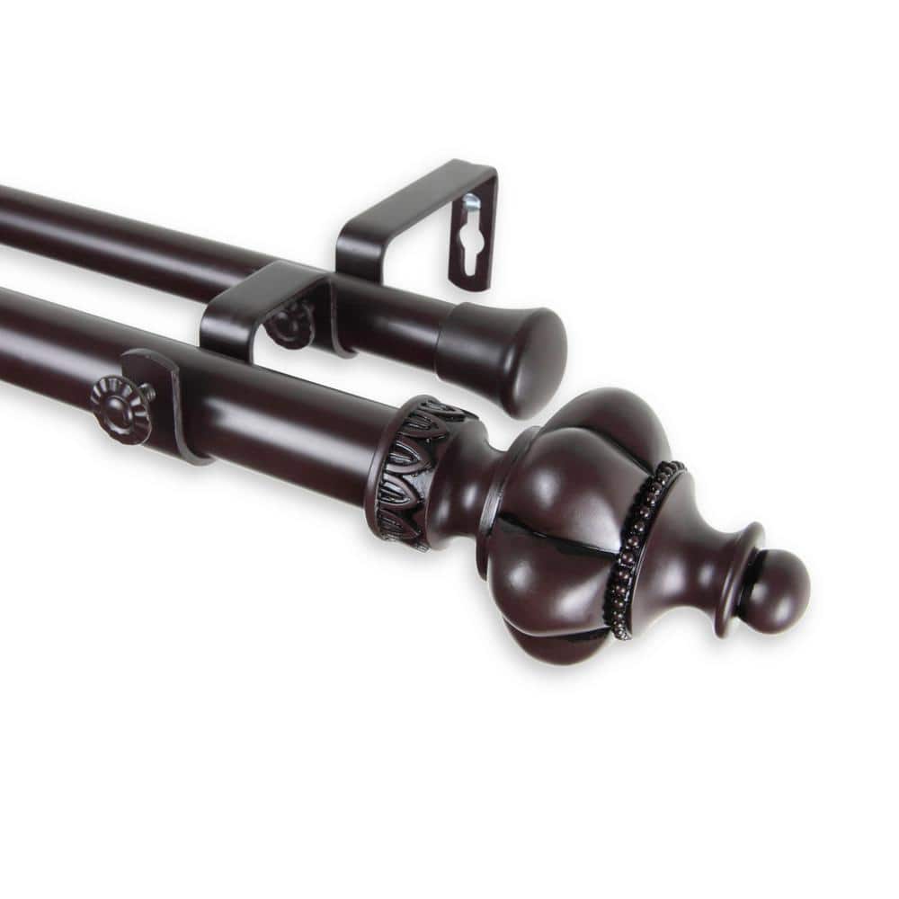 Terra 160 in. - 240 in. Adjustable 1 in. Dia Double Curtain Rod in Mahogany price history on PriceWatchPro