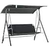 Outsunny Black 3-Person Patio Porch Swing with Adjustable Weather ...