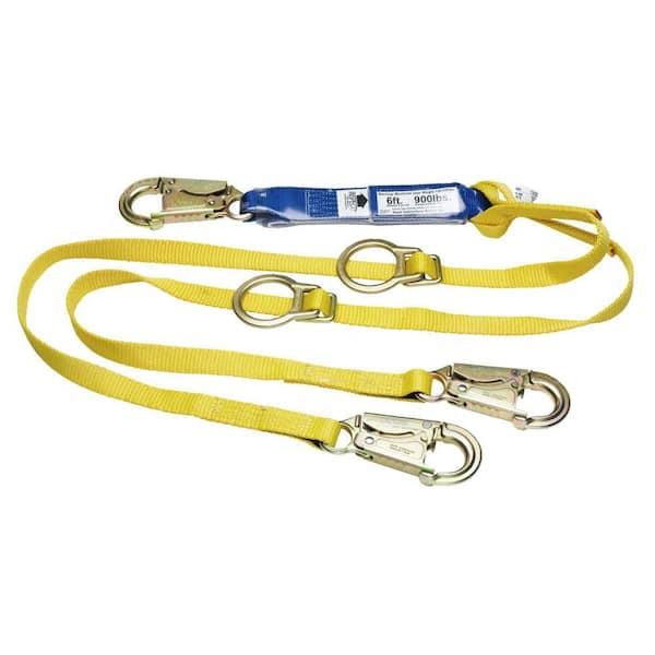 Werner 6 ft. DeCoil Tie-Back Twinleg Lanyard (DCELL Shock Pack, 1 in. Web, Snap Hook)