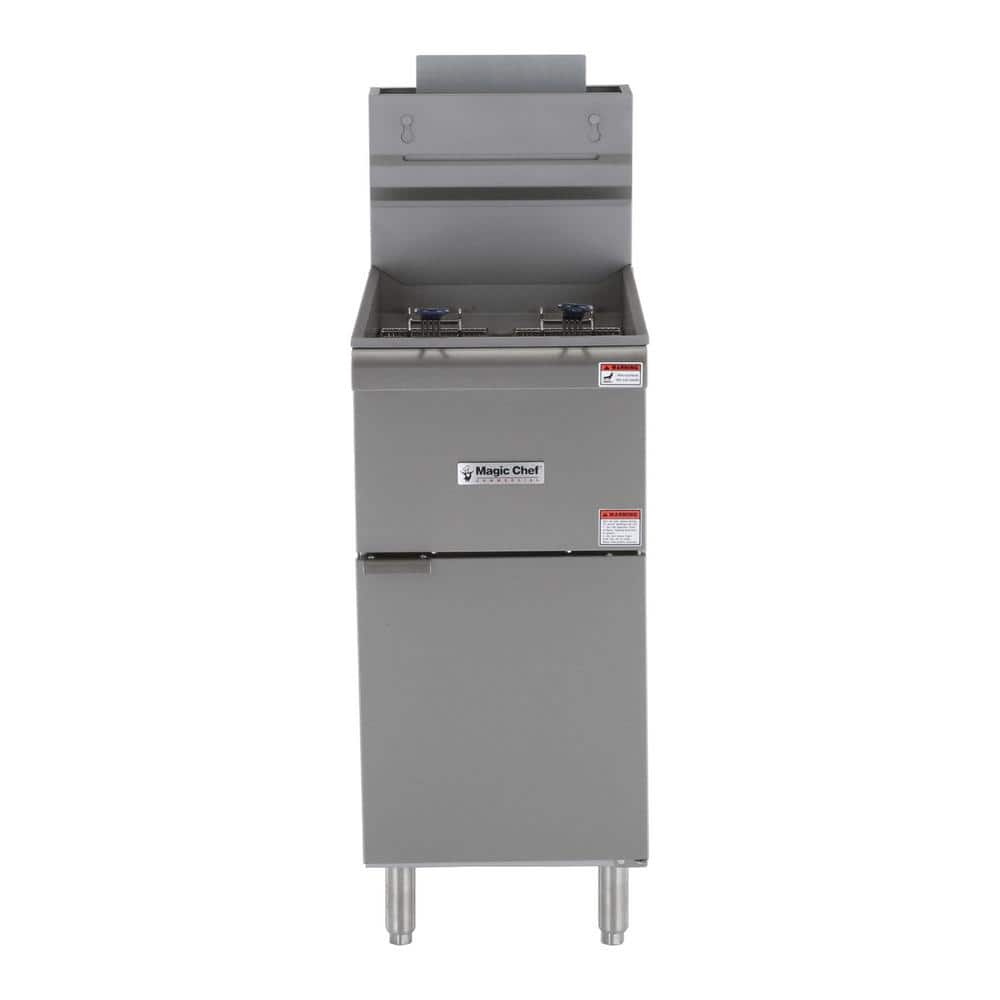 21 Qt. 40 lb. Stainless Steel Commercial Natural Gas Fryer - 90,000 BTU