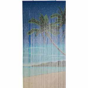 Lagoon Beaded Bamboo Curtain Door 90 Strings 35.5 in. W x 78.8 in. L Wall Mounted Light Filtering Sheer Curtain 1 Panel
