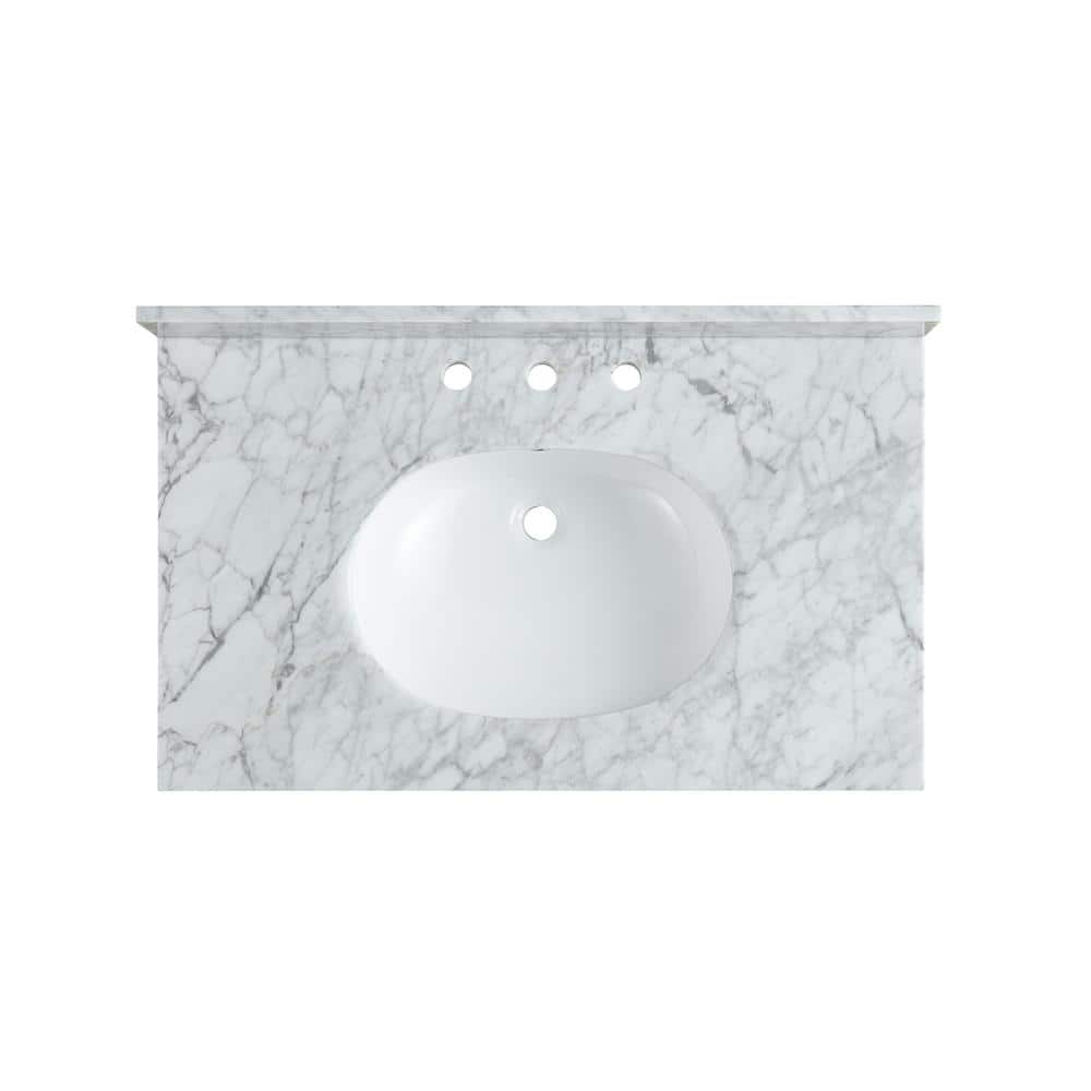 Matte Black Wall-Mount Console Sink with Stone Countertop