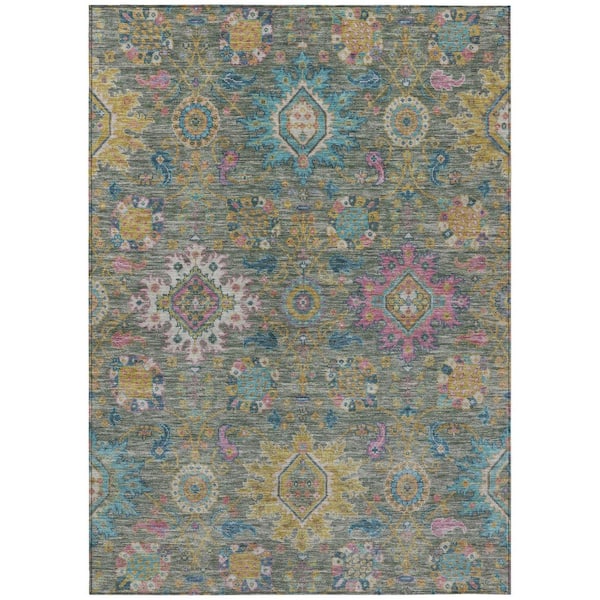 Chantille Machine Washable Indoor/Outdoor Abstract ACN2151 Aloe 9 ft. x 12 ft. Area Rug