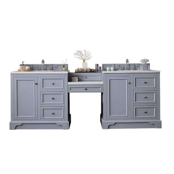 James Martin Vanities De Soto 94 In W Double Bath Vanity In Silver Gray With Quartz Vanity Top In Classic White With White Basin 5 V94 Sl Du Clw The Home Depot