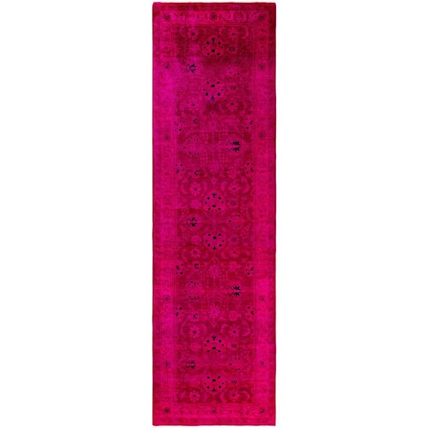 Overdyed Pink 3 x 10 Solid Wool Indoor Runner Rug