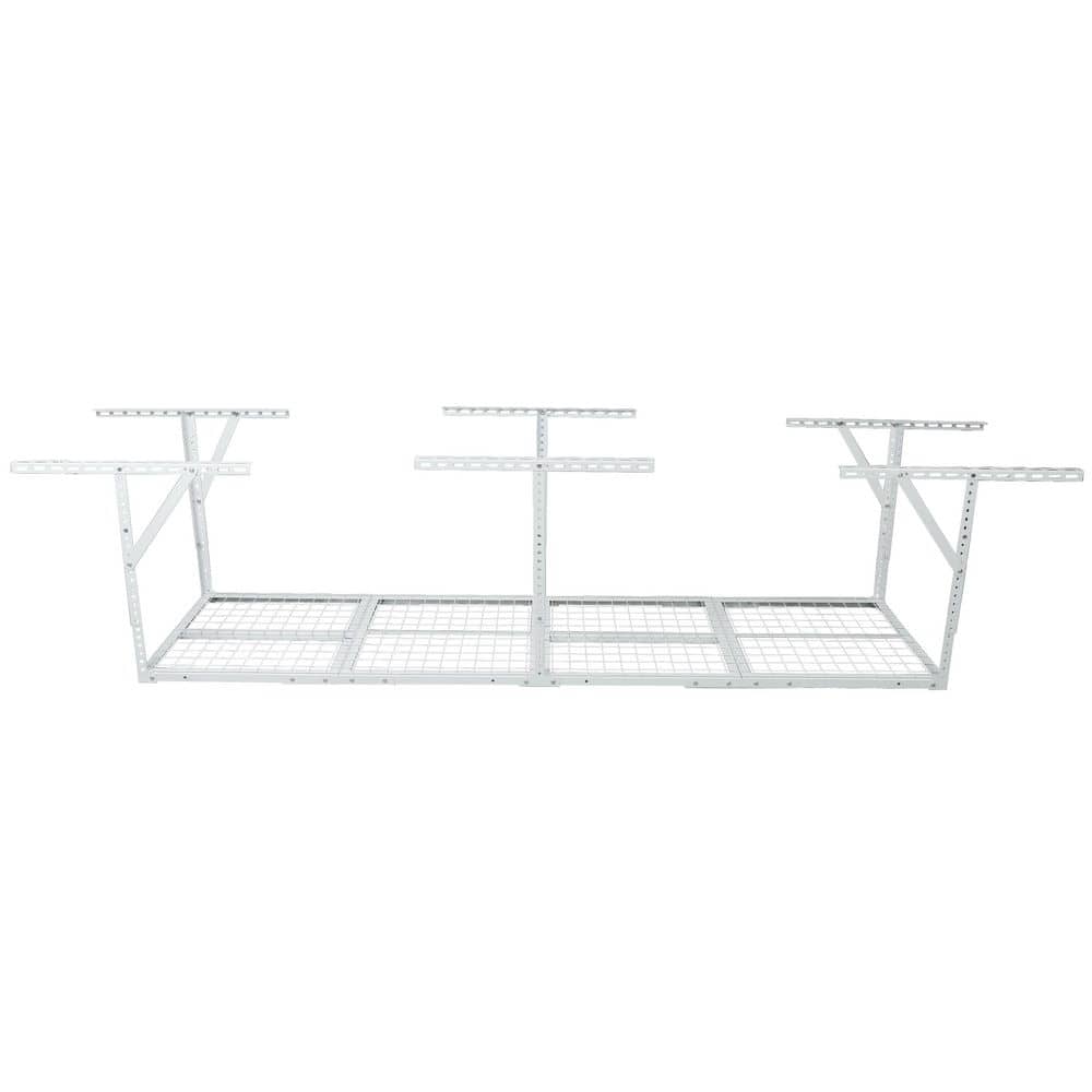 96 in. W x 38.6 in. H x 24 in. D White Adjustable Metal Heavy Duty Overhead Garage Ceiling Mounted Storage Rack price history on PriceWatchPro