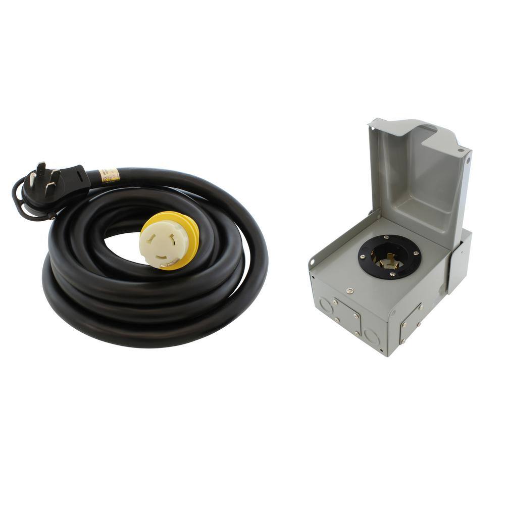 AC WORKS 50A Emergency Power Kit with SS2-50 Inlet Box and 15 ft. Cord ...