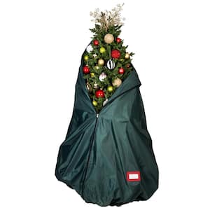 Decorated Upright Christmas Tree Storage Bag for Trees Up to 9 ft. Tall with Rolling Tree Stand
