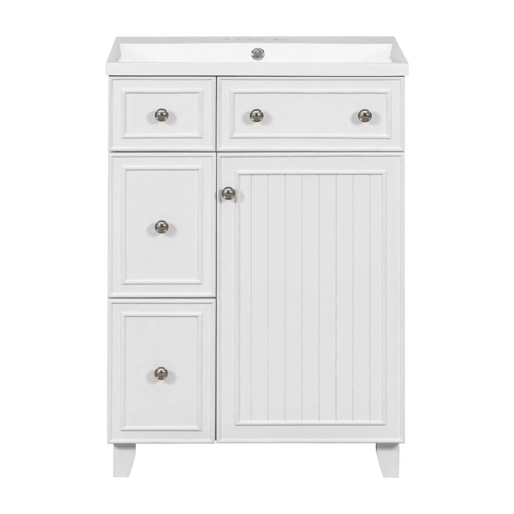 24 in.W x 18 in.D x 34.3 in.H Freestanding Bath Vanity in White with White 