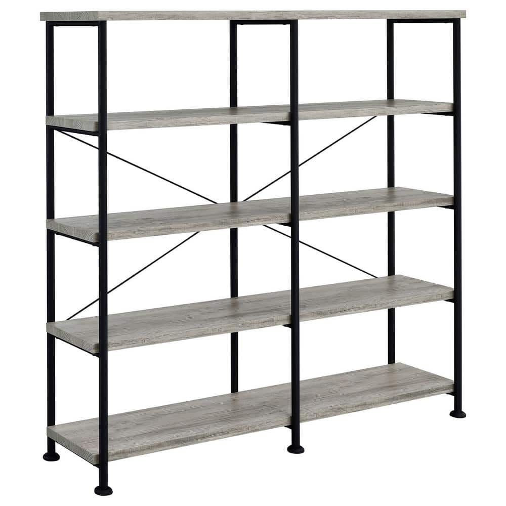 Analiese Gray Driftwood 4-Shelf Industrial Bookcase
