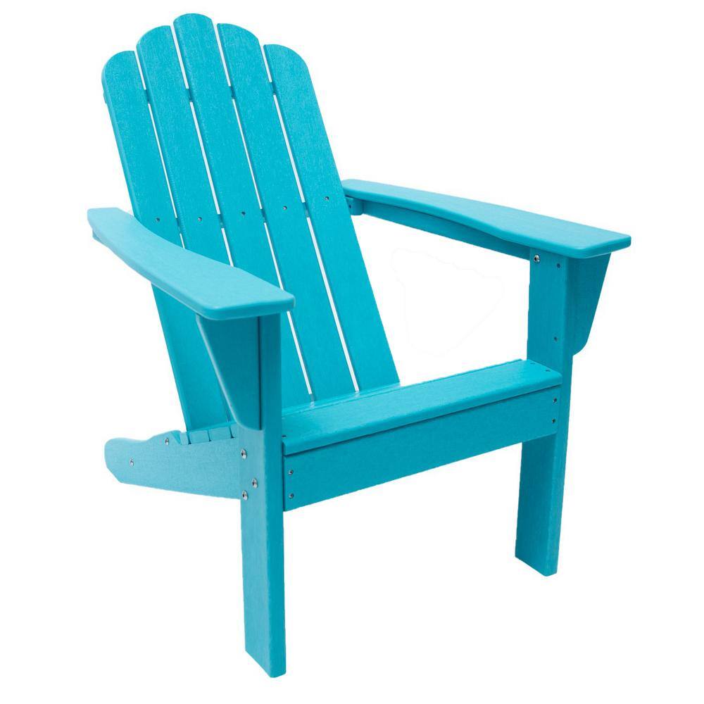 LuXeo Marina Aruba Blue Patio Plastic Adirondack Chair and Table Set (3