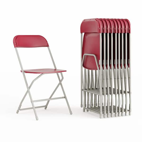 Carnegy Avenue Hercules Series Red Metal 650 lb. Weight Capacity Lightweight Event Folding Chair (Set of 10)