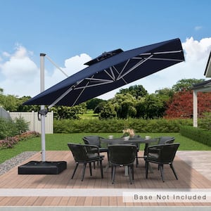 11 ft. Square Double-top Aluminum Umbrella Cantilever Patio Umbrella for Garden Deck Backyard Pool in Navy Blue