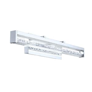 Cardito 2 27.5 in. W x 4.92 in. H Chrome Integrated LED Bathroom Vanity Light with Clear Glass and Crystals