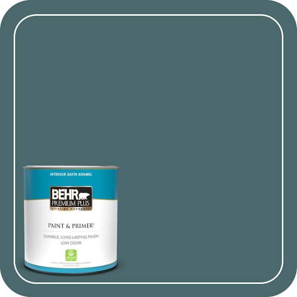 BEHR PREMIUM PLUS 1 qt. #500F-7 Mythic Forest Satin Enamel Low Odor Interior Paint & Primer