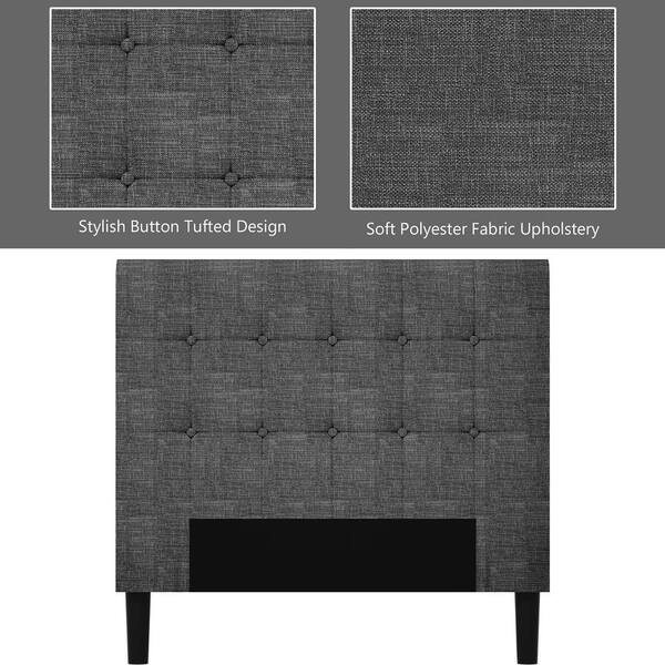 Costway Gray Twin Upholstered Bed Frame Button Tufted