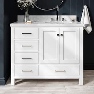 Cambridge 43 in. W x 22 in. D x 36 in. H Bath Vanity in White with Carrara White Marble Top