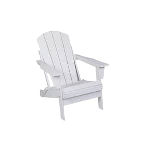 Antique White HDPE Plastic Folding Adirondack Chair, All-Weather Use