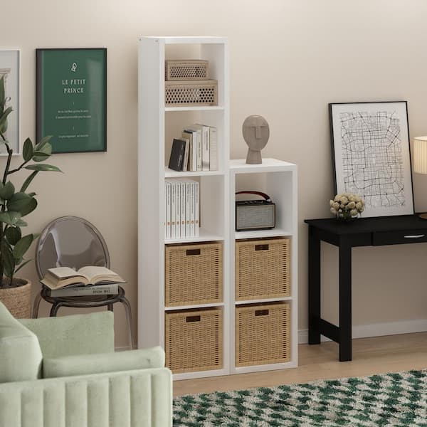 Furinno Cubicle 43.98 in. Tall White Wood 3-Cube Bookcase