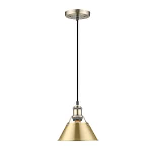 Orwell 100-Watt 1-Light Aged Brass and Brushed Champagne Bronze Mini Pendant Light