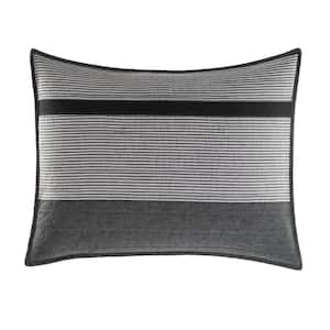 Vessey 1-Piece Gray Striped Cotton Standard Sham