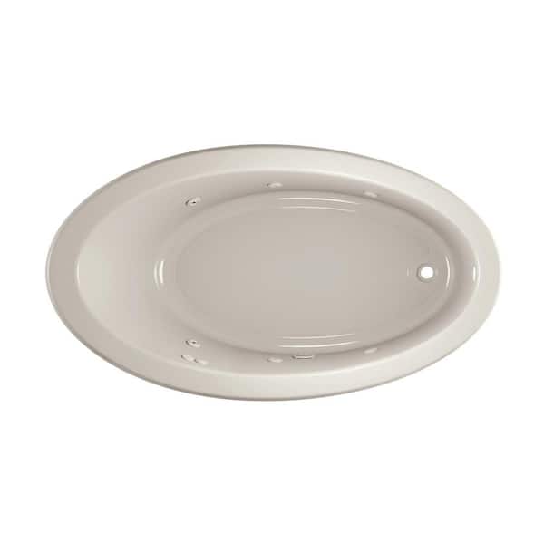 JACUZZI SIGNATURE 66 in. x 38 in. Oval Whirlpool Bathtub with Right Drain in Oyster