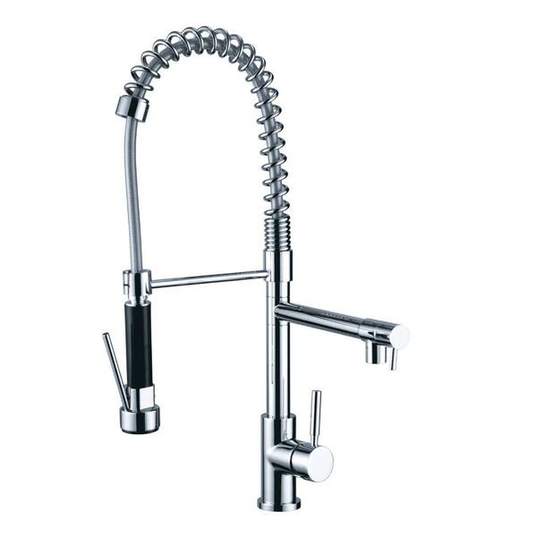 Whitehaus Collection Jem Collection Commercial Single-Handle Pull-Down Sprayer Kitchen Faucet in Polished Chrome