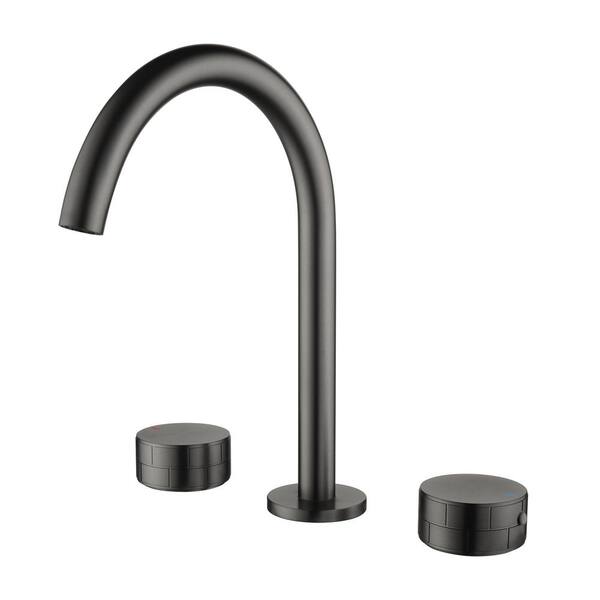 cadeninc 8 in. Widespread Double-Handle Bathroom Faucet in Gunmetal Gray