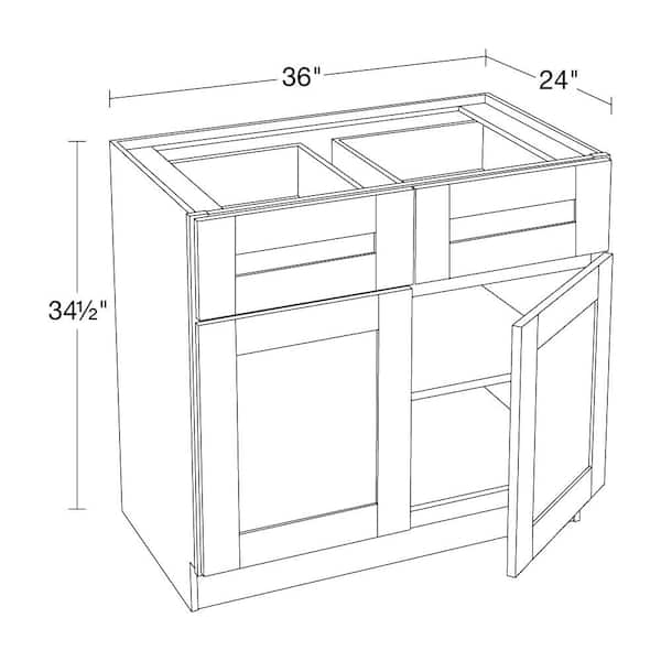 Home Decorators Collection Washington Vessel Blue Plywood Shaker Assembled Base Kitchen Cabinet Left 2ROT KB18 W in. 24 D in. 34.5 in. H