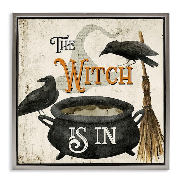 Stupell Industries Vintage Witch is in by Deane Beesley 1 Piece Floater Frame Graphic Print Animal Poster Art Print 25 in. x 25 in.