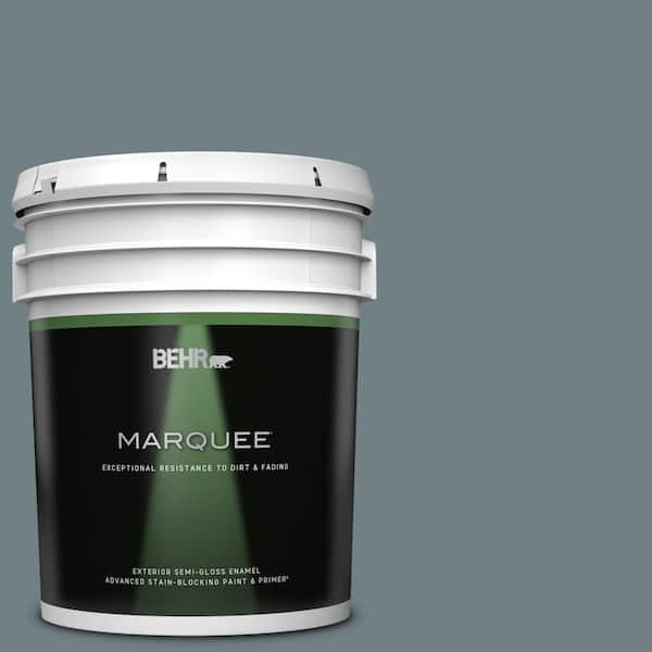 BEHR MARQUEE 5 gal. #BXC-48 Courtyard Blue Semi-Gloss Enamel Exterior Paint & Primer