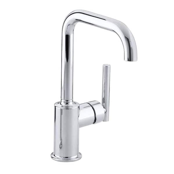 KOHLER Purist Single Handle Standard Bar Faucet with Secondary Swing Spout in Polished Chrome