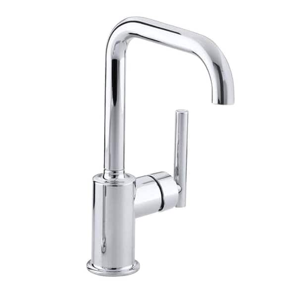 KOHLER Purist Single-Handle Standard Kitchen Faucet with Secondary Swing Spout in Polished Chrome