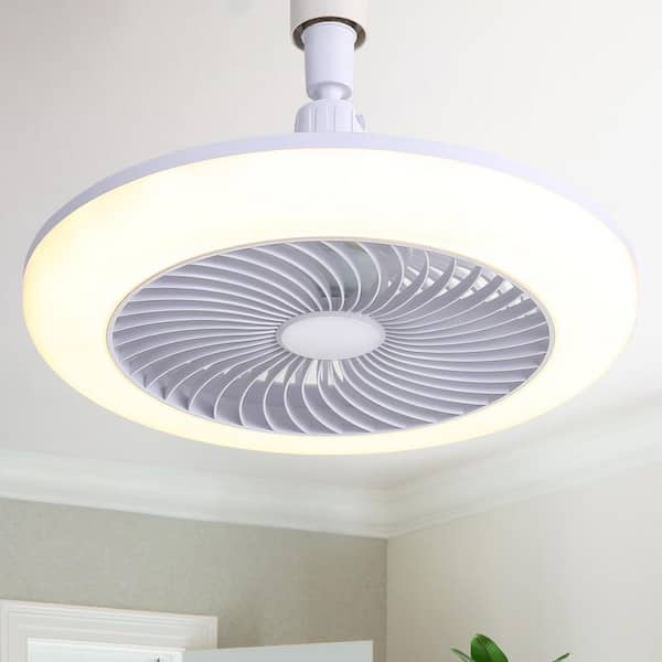 11 in. Indoor Standard Flush Mount White Socket Small Screw Ceiling Fan with Dimmable LED Light and Remote Control