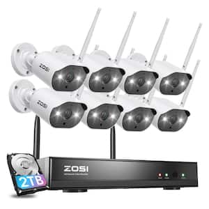 H.265 Plus 8-Channel 3MP 2K 2TB Hard Drive NVR Security Camera System with 8-Wired Outdoor WiFi IP Cameras, 2-Way Audio