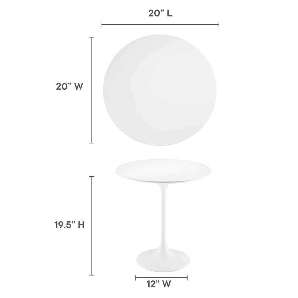 Lippa 20 in. Wood Round Side Table in White White - thumbnail 7