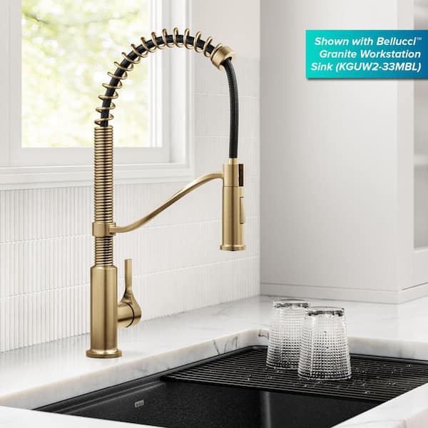 KRAUS Torak Spot Free Brushed Brass 19.13 in. H Pull Down Sprayer