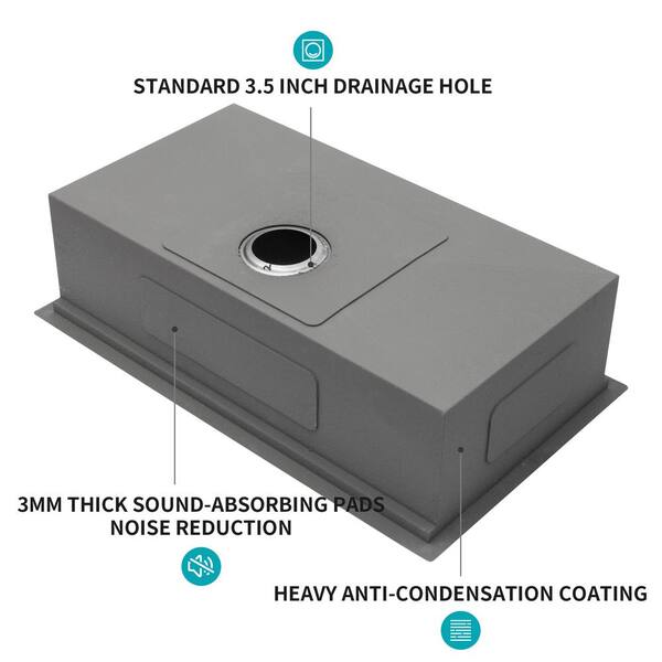 stufurhome - 27 in. x 19 in. Undermount 16 Gauge Stainless Steel Single Bowl Workstation Kitchen Sink with Cutting Board and Strainer