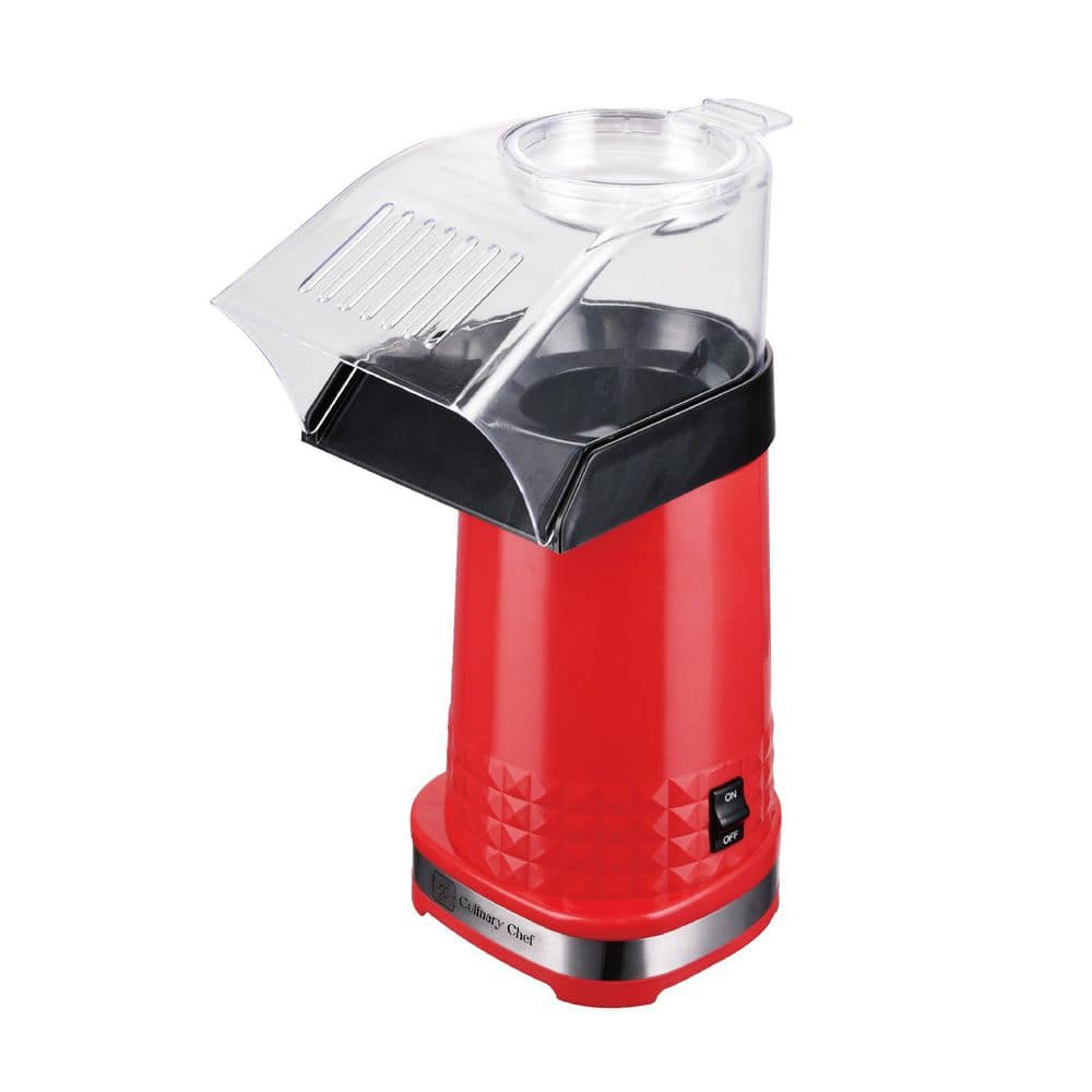 1200-Watt 4 oz. Red Deluxe Hot Air Popcorn Machine with Chrome
