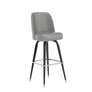 James Commercial Grade 31 in. Metal Barstool with Gray Swivel Bucket Seat