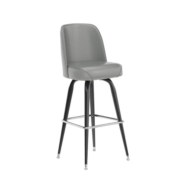 Carnegy Avenue James Commercial Grade 31 in. Metal Barstool with Gray Swivel Bucket Seat