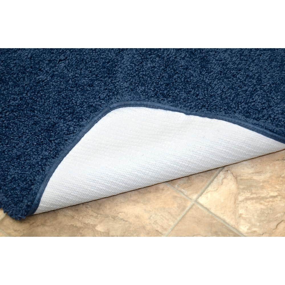 Navy Shaggy Nylon 3-Piece Bath Rug Set