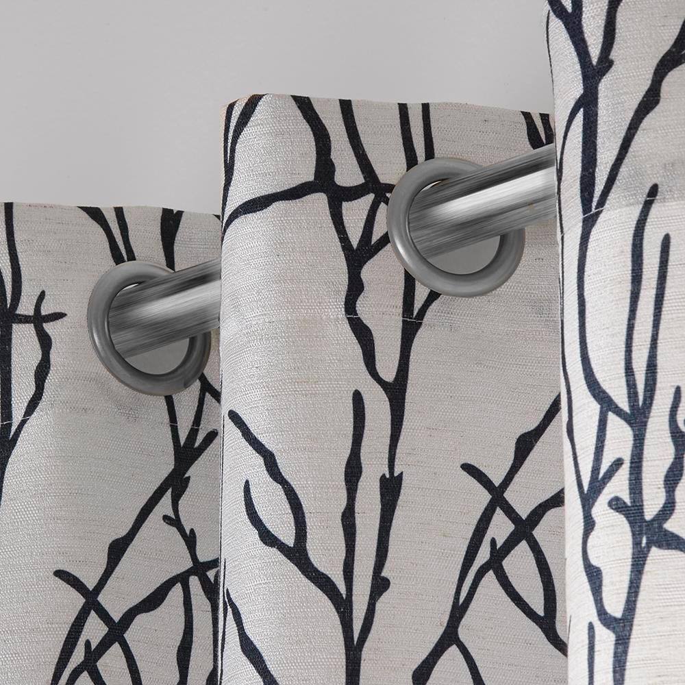 Indigo Branches Linen Blend Grommet Top Curtain Panels, 54x96