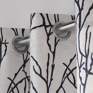Branches Indigo Nature Light Filtering Grommet Top Curtain, 54 in. W x 63 in. L (Set of 2)