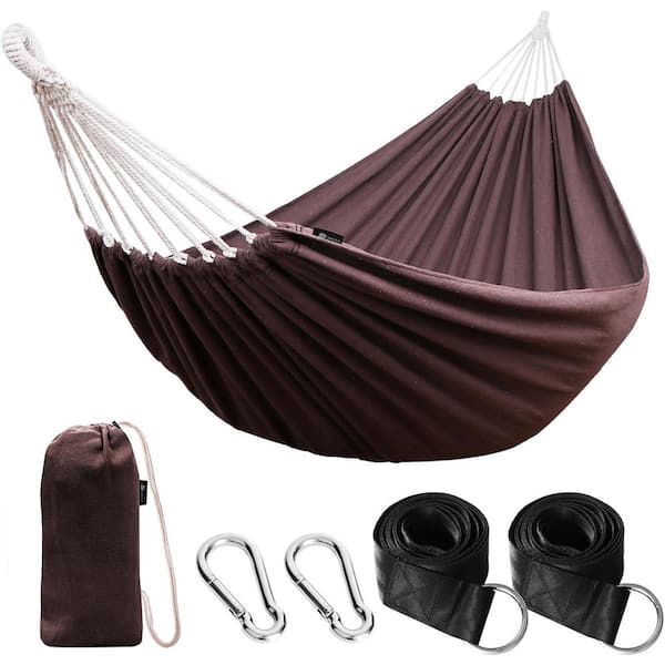 Cubilan 12 ft. Portable Camping Hammocks for Hanging Sturdy Hammock with Tree Straps Up to 660 lbs. in Brown