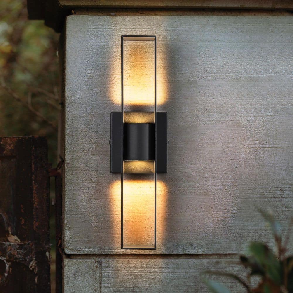 Black Label 38灯 Black Base Design ZYZWMB 15.7 in. 2-Light Black Modern Integrated LED Lantern