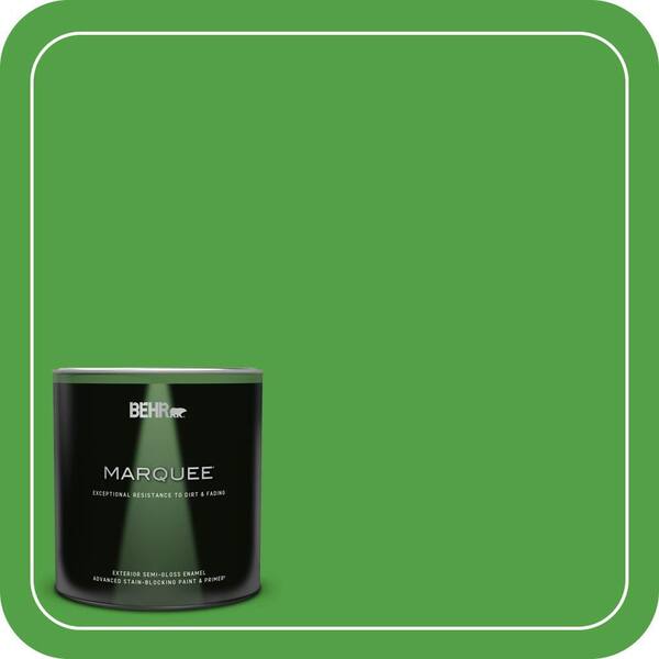 BEHR MARQUEE 1 qt. #S-G-440 Green Acres Semi-Gloss Enamel Exterior Paint & Primer