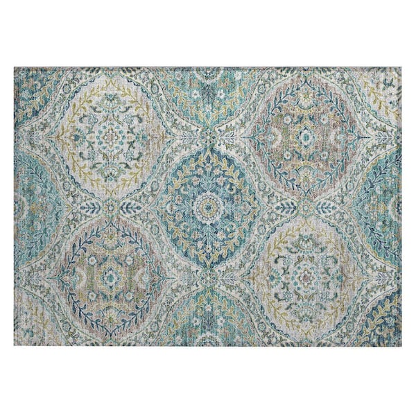 Chantille Machine Washable Indoor/Outdoor Abstract ACN1990 Teal 2 ft. x 3 ft. Accent Rug