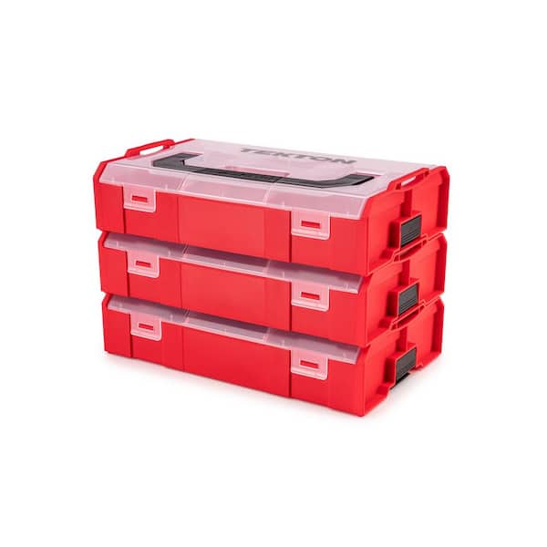 6-Compartment Red Mini Stacking Tool Box with Dividers (3-Piece) (Small Parts Organizer)