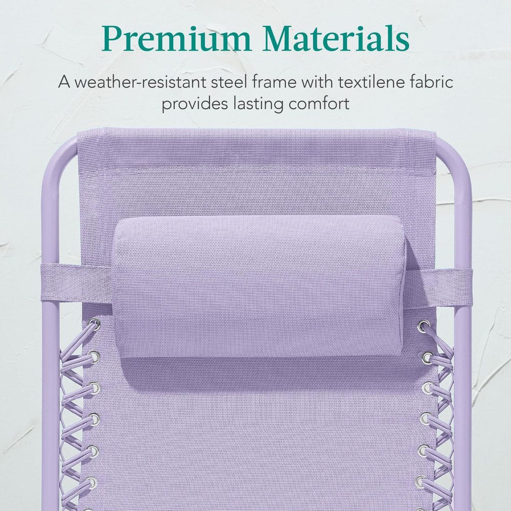 Lavender Zero Gravity Reclining Beach Lounger with Tray